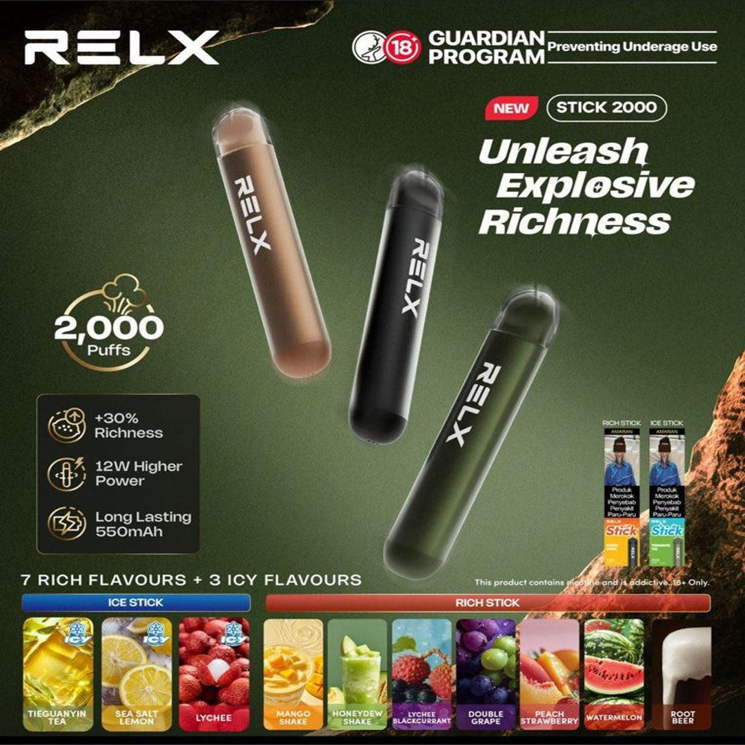 RELX STICK 2000 RECHARGEABLE DISPOSABLE