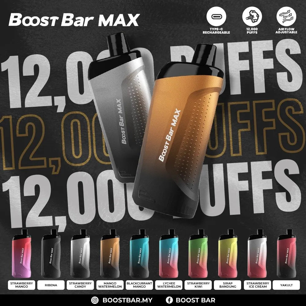 BOOST BAR MAX 12,000 RECHARGEABLE DISPOSABLE