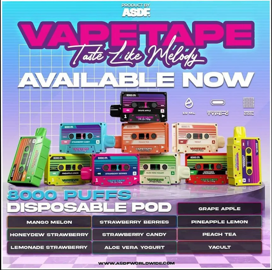 VAPETAPE 8000 BY ASDF RECHARGEABLE DISPOSABLE